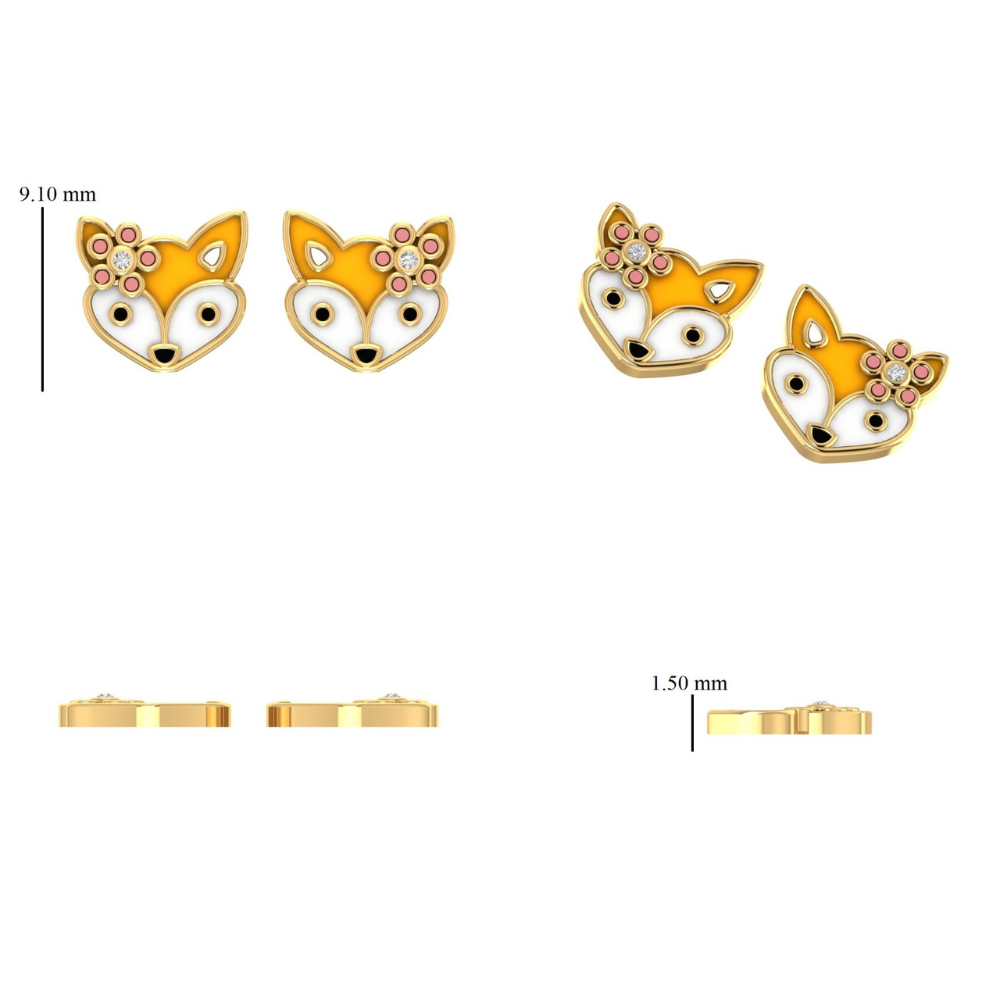Fox  Diamond Kids Studs Earrings