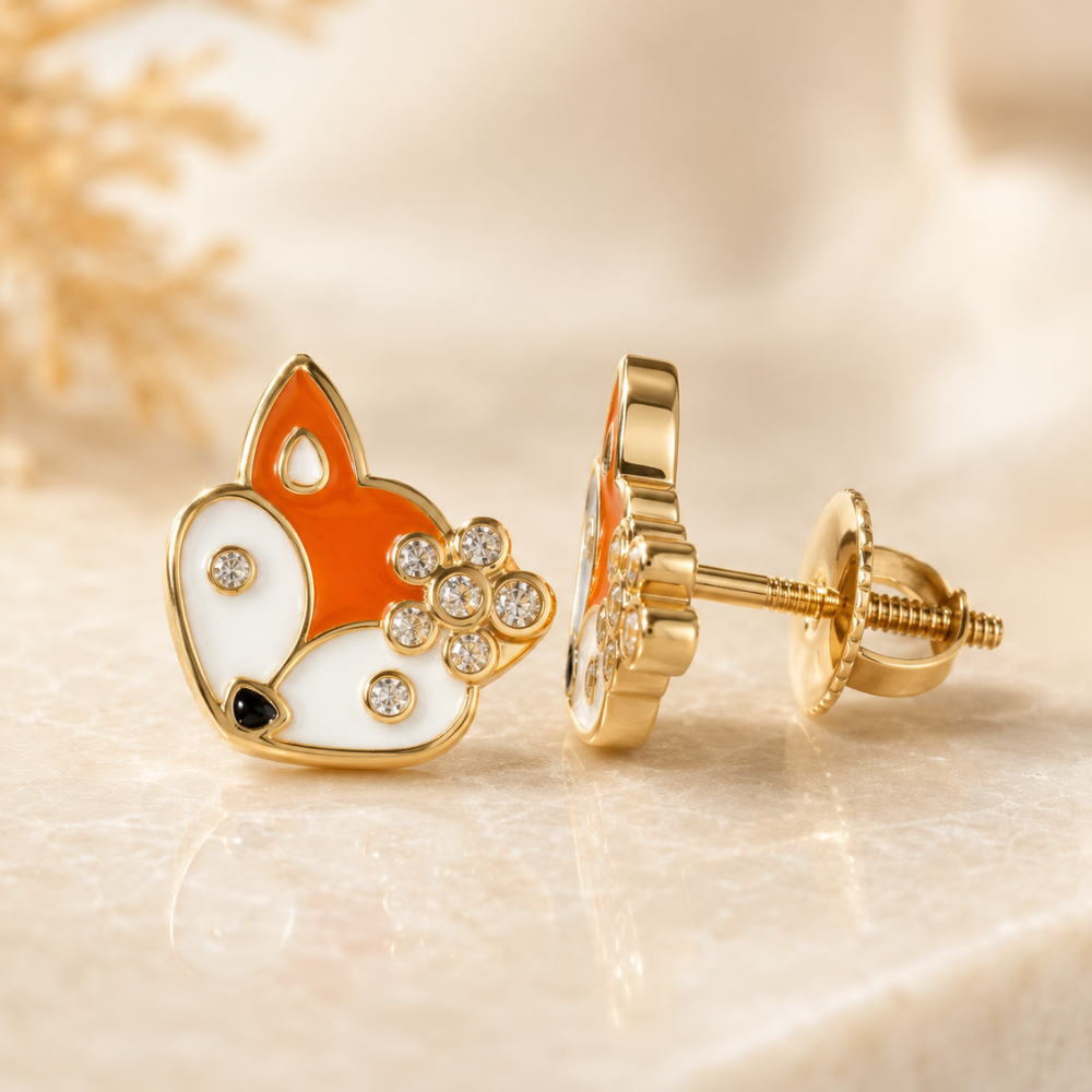 Fox  Diamond Kids Studs Earrings