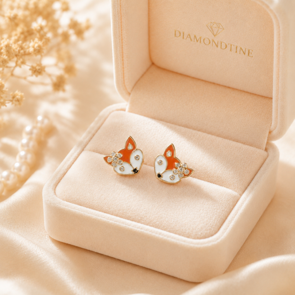 Fox  Diamond Kids Studs Earrings