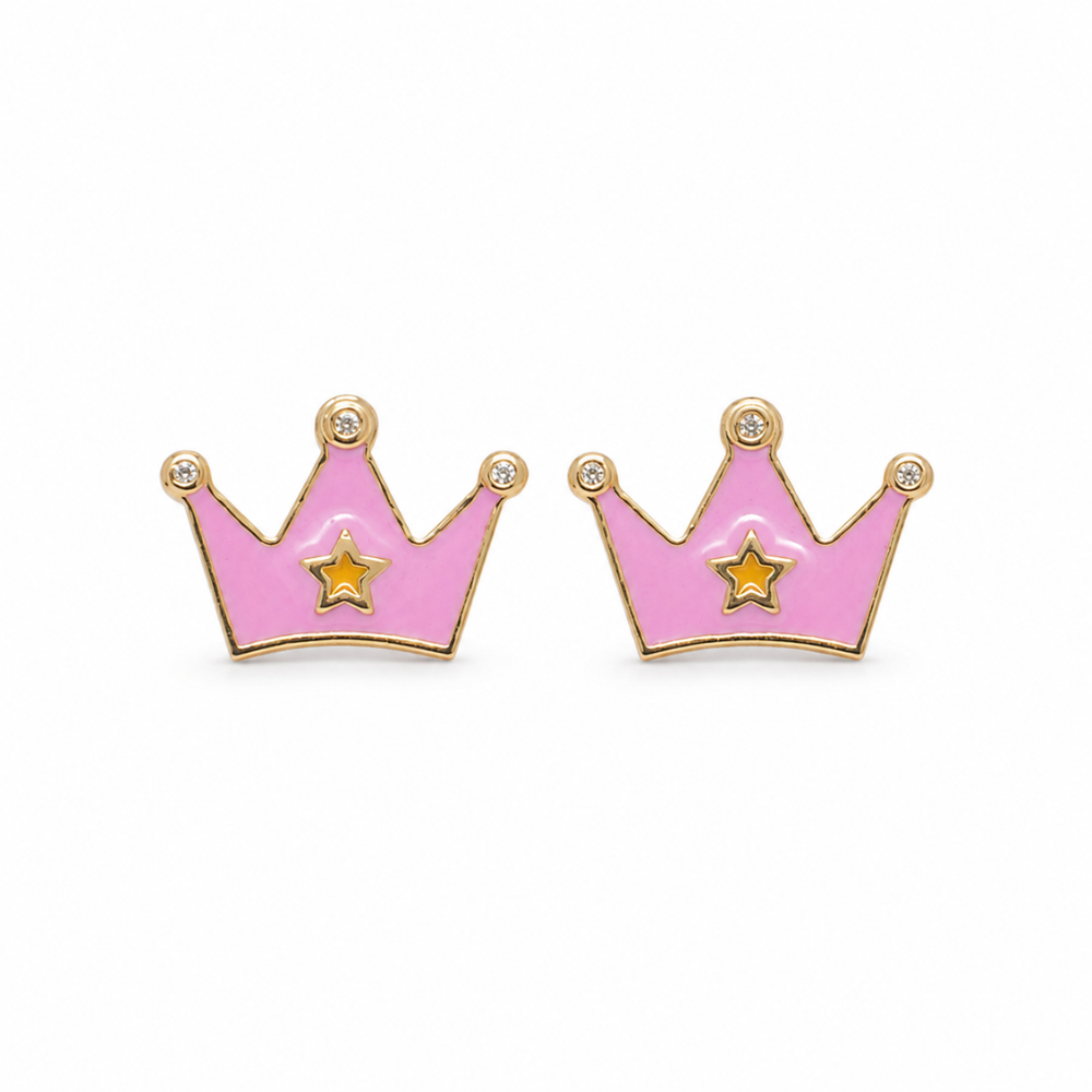 Kids Crown Diamond Stud Earrings
