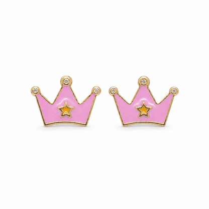 Kids Crown Diamond Stud Earrings