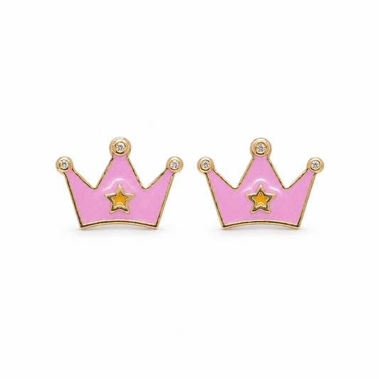 Kids Crown Diamond Stud Earrings