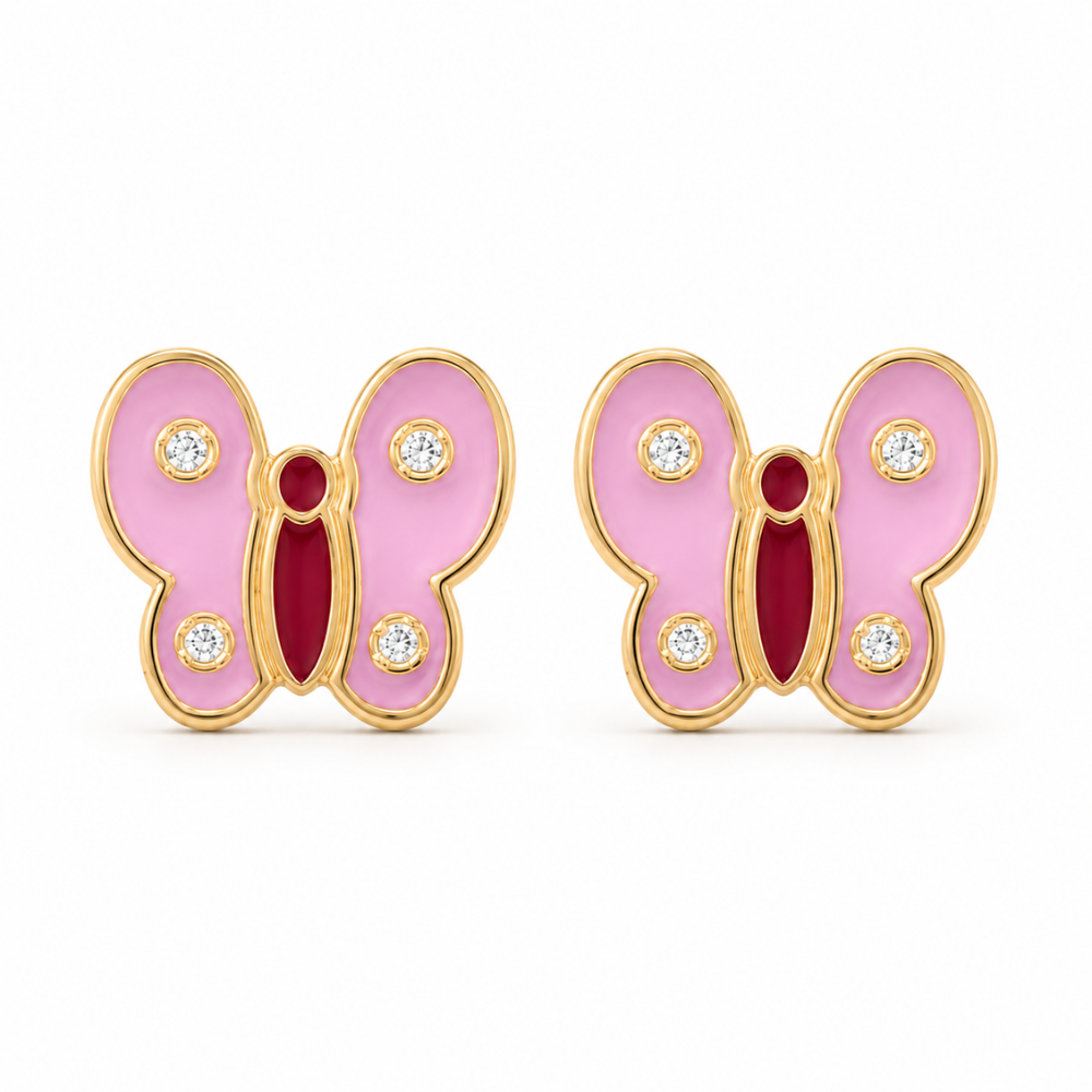 Kids Butterfly Diamond Earrings