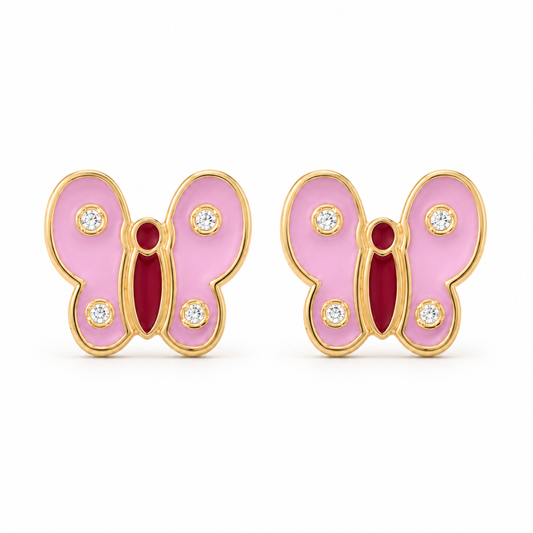 Kids Butterfly Diamond Earrings