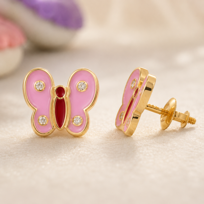 Kids Butterfly Diamond Earrings