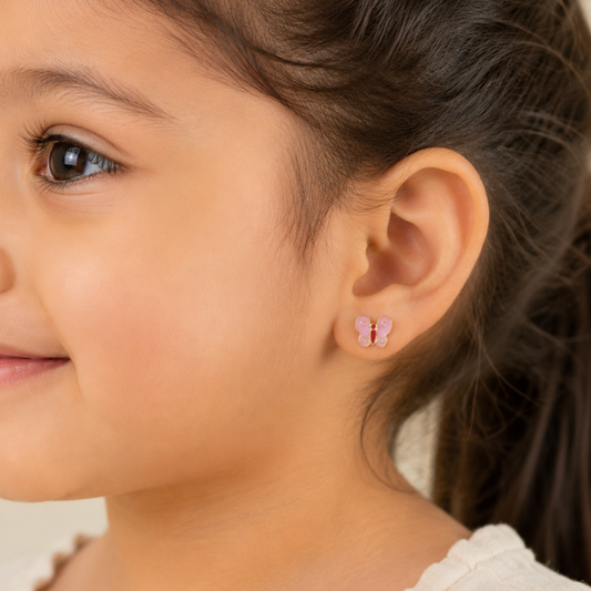 Kids Butterfly Diamond Earrings