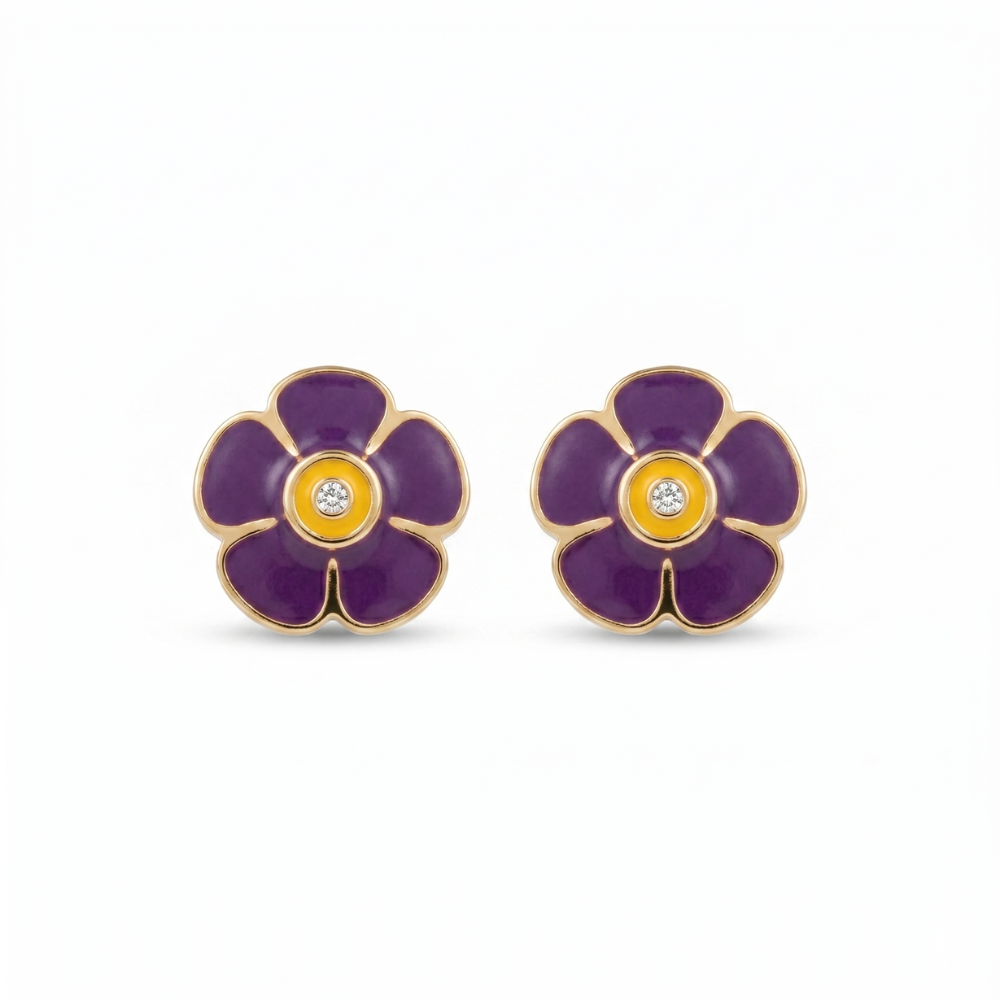 Kids Flower Diamond Earrings