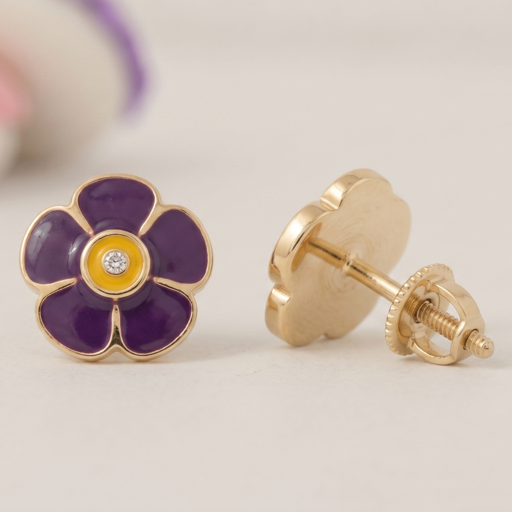 Kids Flower Diamond Earrings