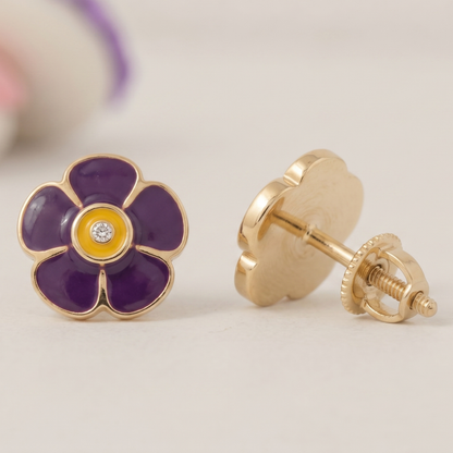 Kids Flower Diamond Earrings