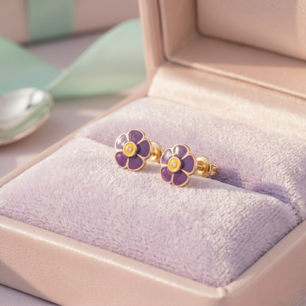 Kids Flower Diamond Earrings