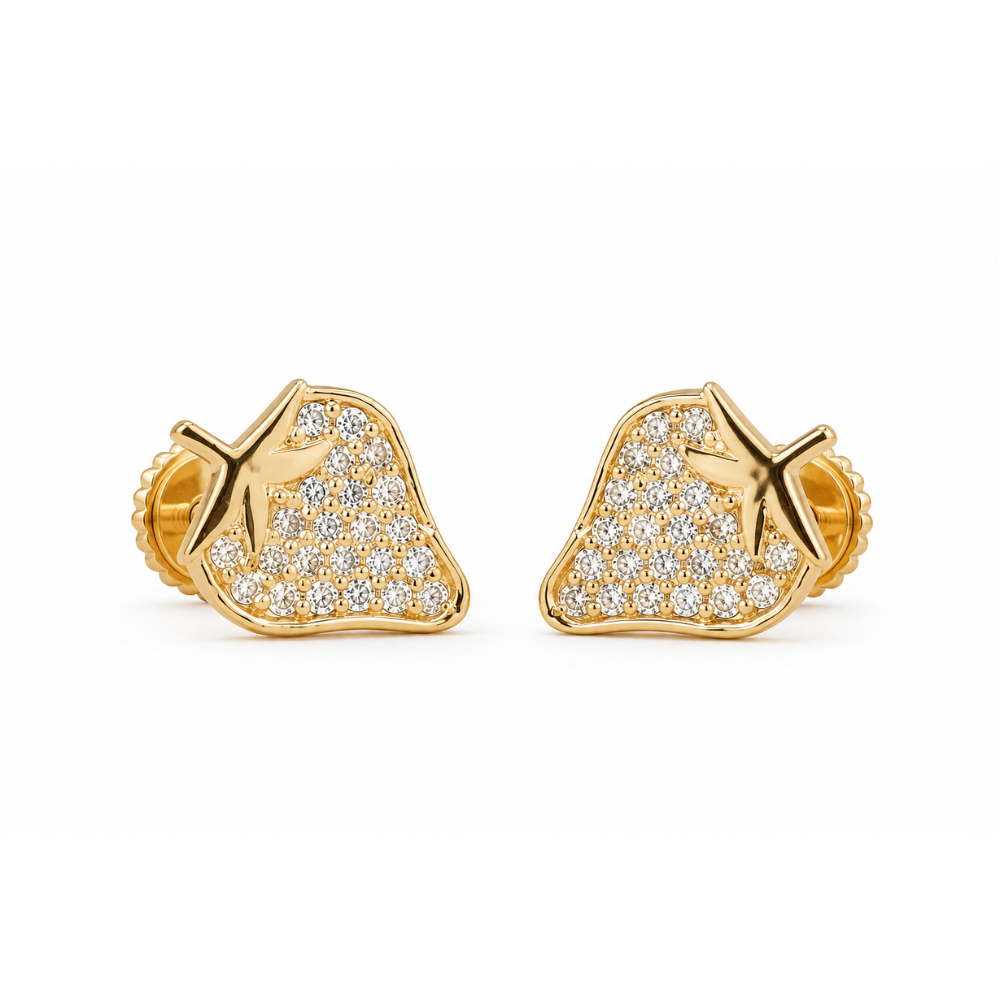 Kids Strawberry Diamond Stud Earrings