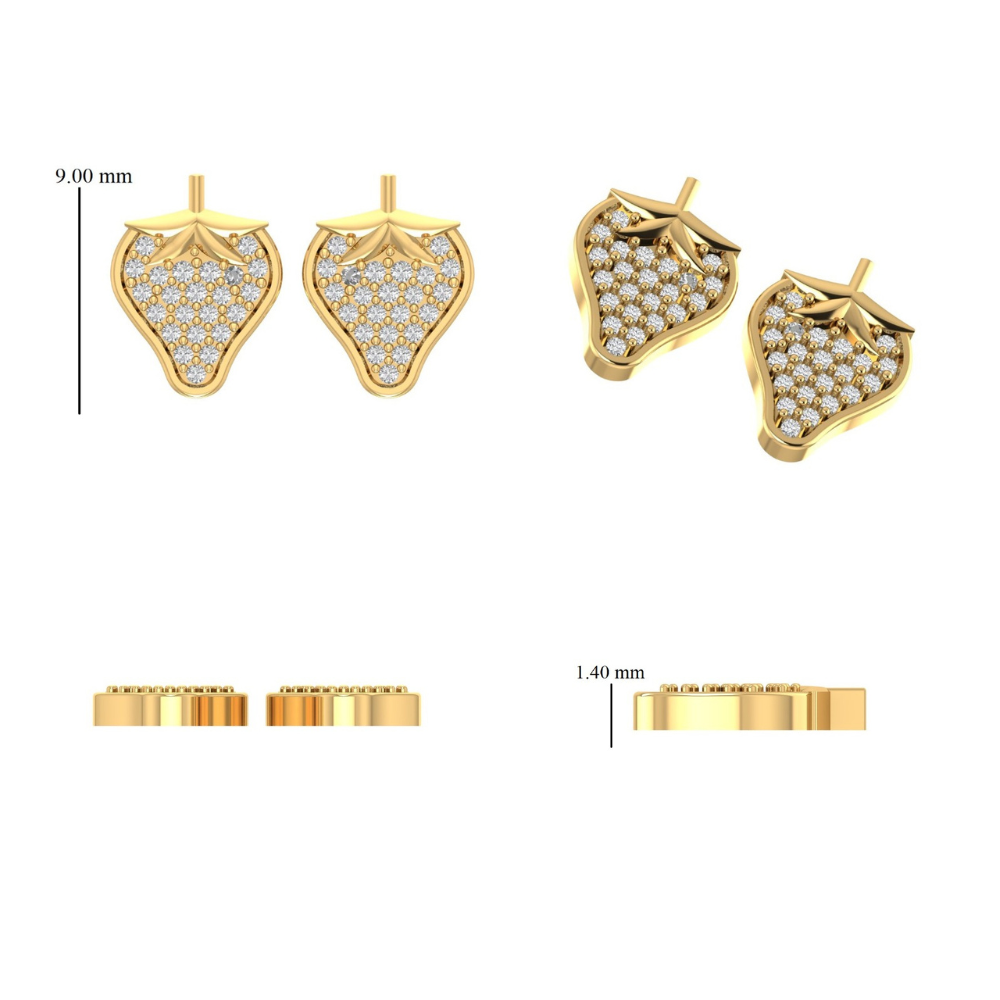 Kids Strawberry Diamond Stud Earrings