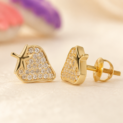 Kids Strawberry Diamond Stud Earrings
