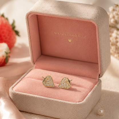 Kids Strawberry Diamond Stud Earrings