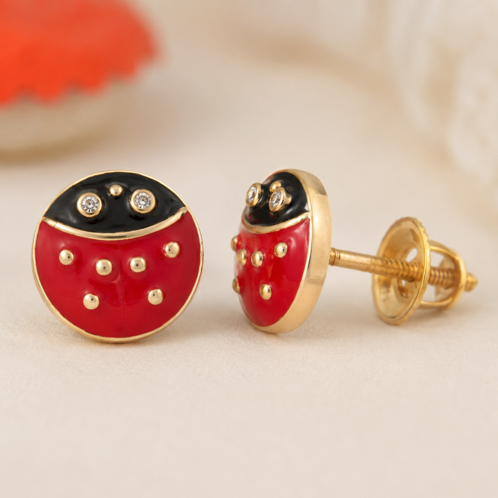 Kids Ladybug  Diamond Earrings