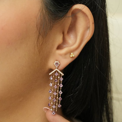 Spinel Diamond Tassel Earrings