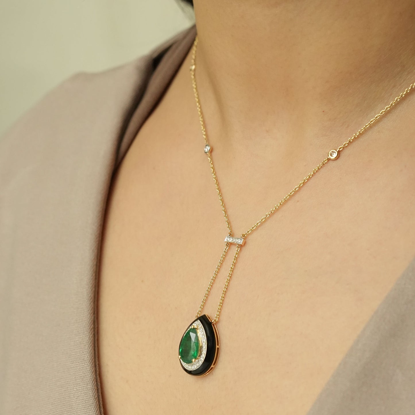 Emerald Drop Pendant Necklace