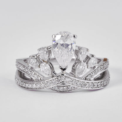 Pear Diamond Cluster Ring