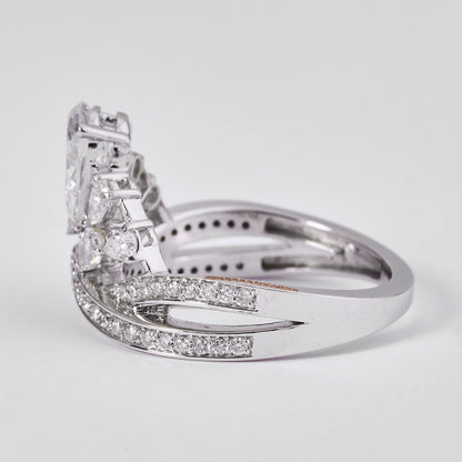 Pear Diamond Cluster Ring