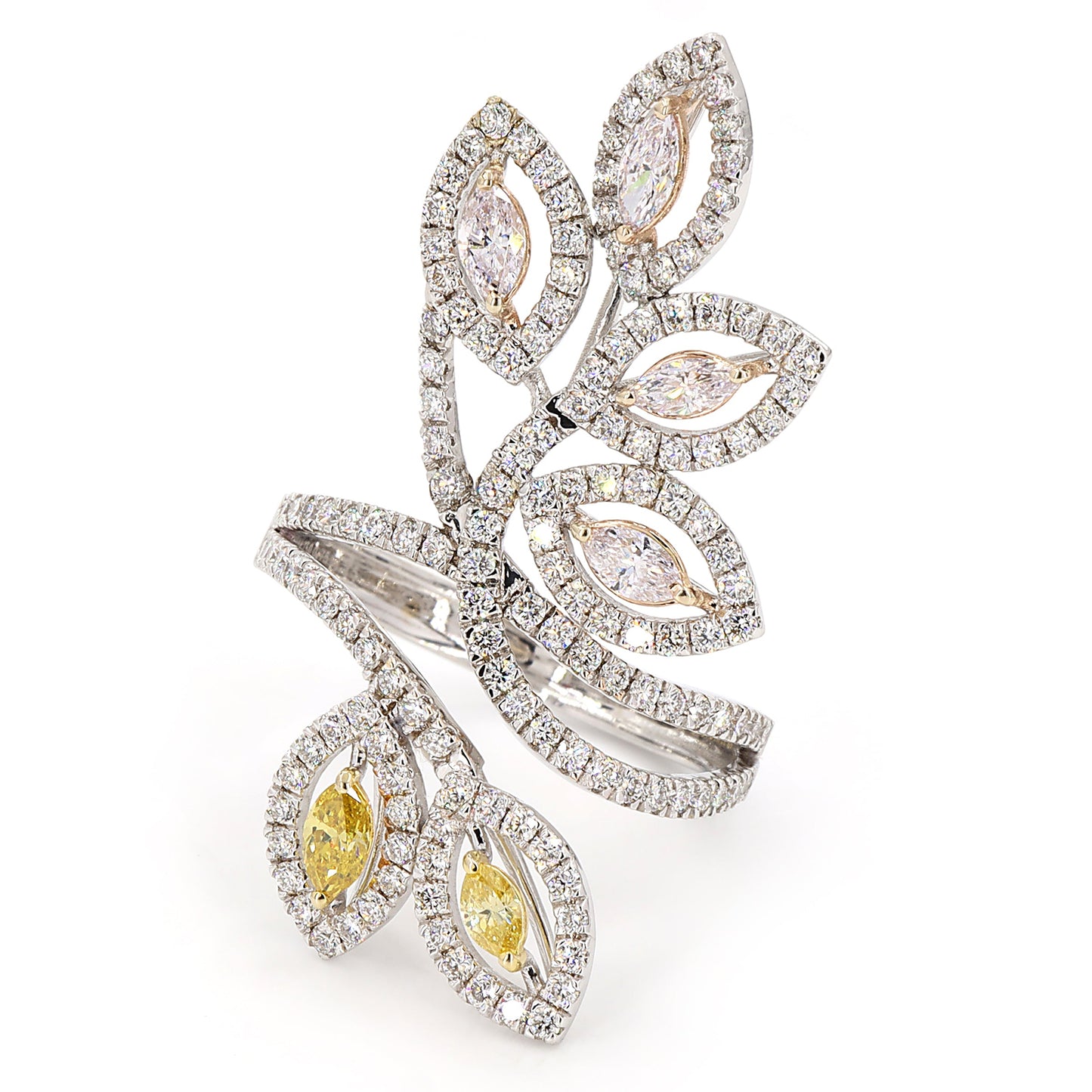 Floral Colored Diamond Ring