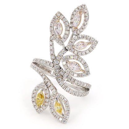 Floral Colored Diamond Ring