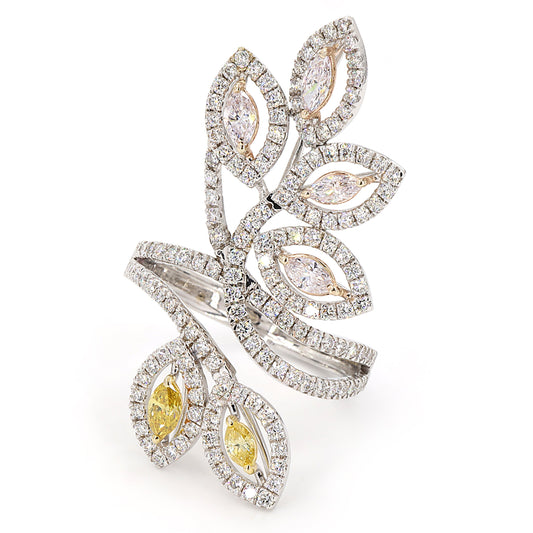 Floral Colored Diamond Ring