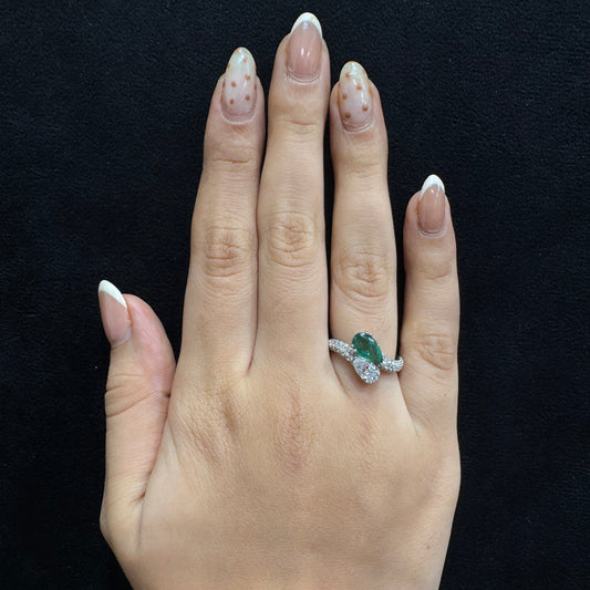Emerald Natural Diamond Bypass Ring