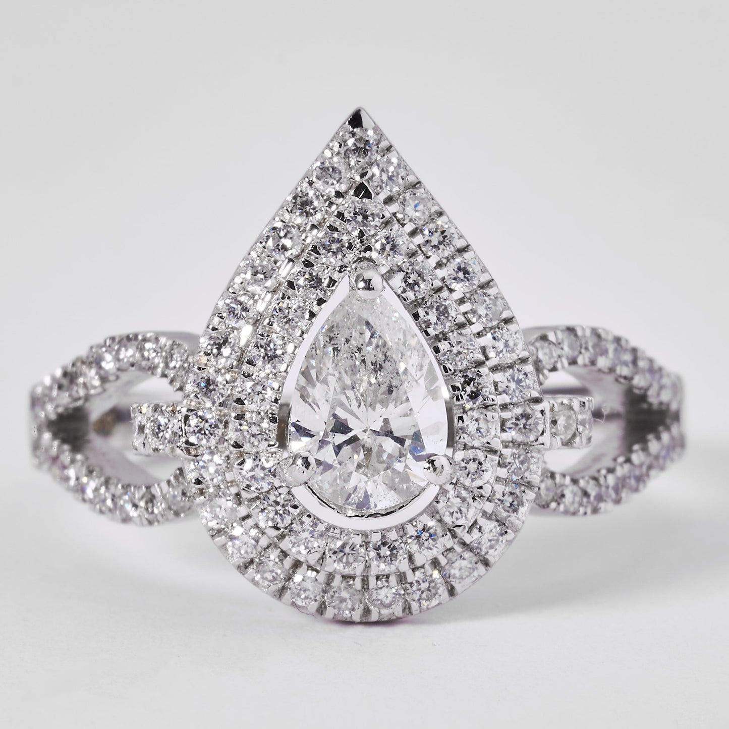 Pear Shape Halo Diamond Ring