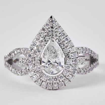 Pear Shape Halo Diamond Ring