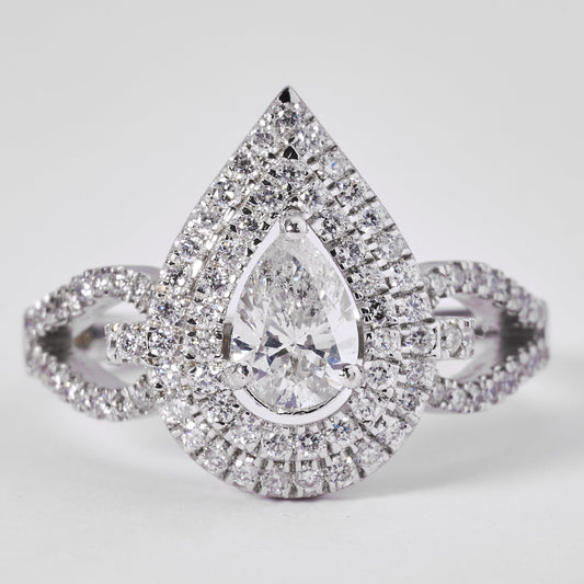 Pear Shape Halo Diamond Ring