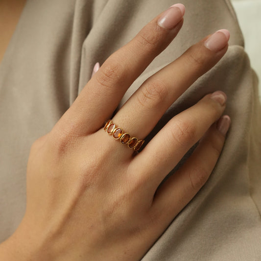 Oval Garnet Band Ring
