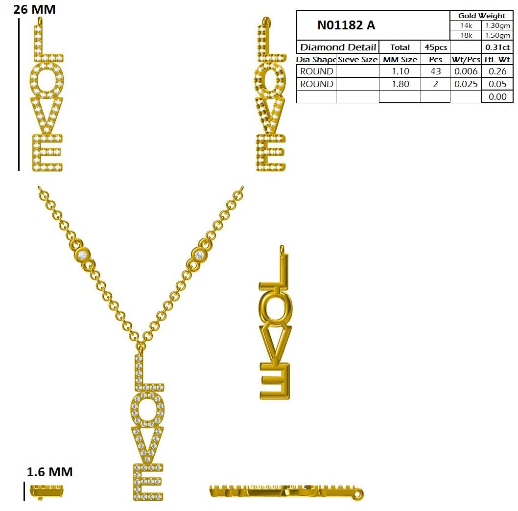 Diamond LOVE Pendant Necklace