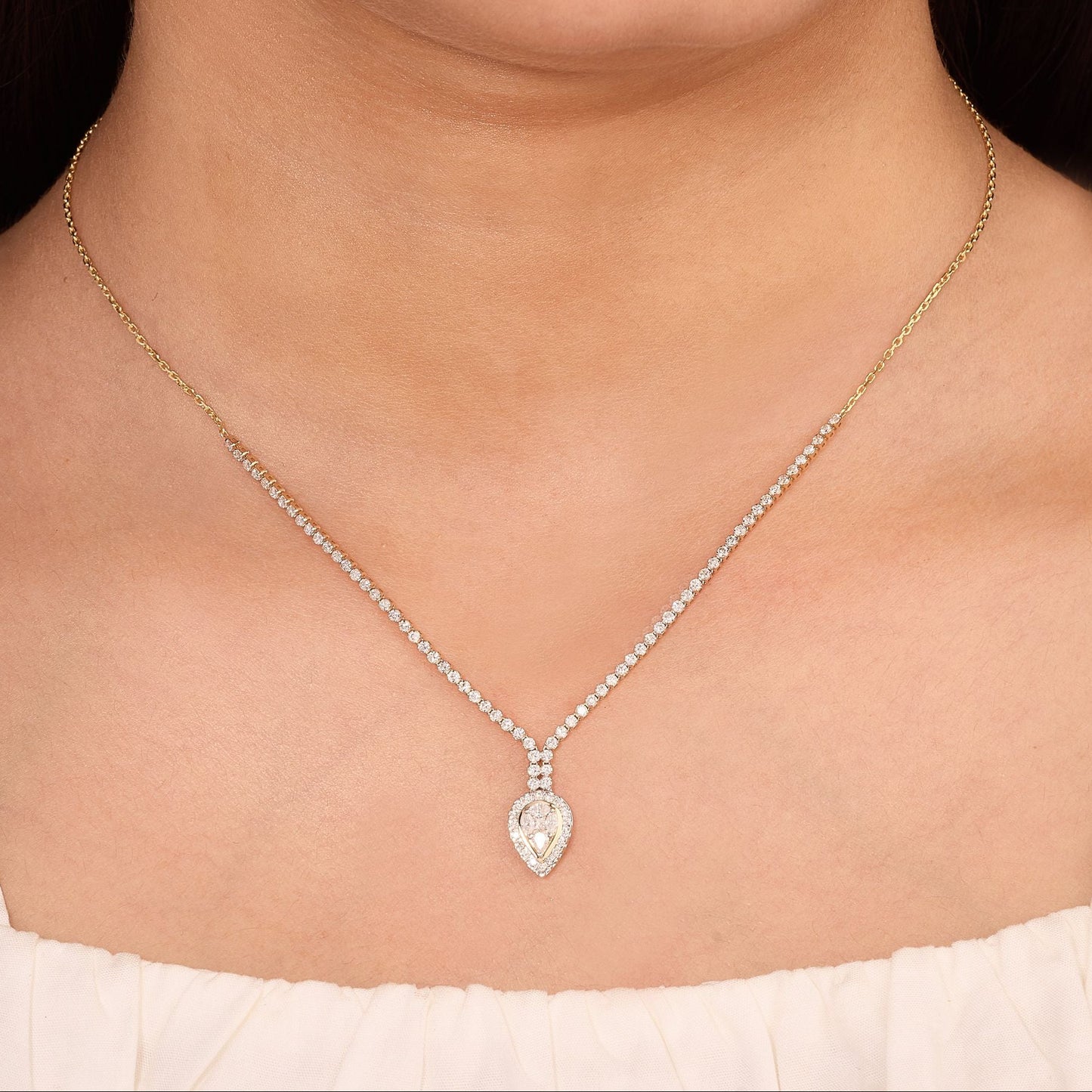 Pear Shape Diamond Drop Necklace