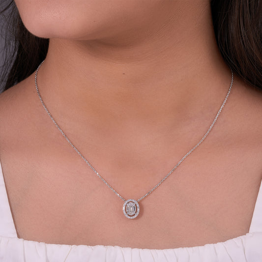 Oval Baguette Diamond Pendant