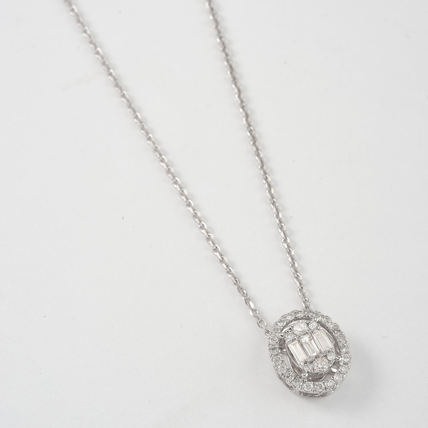 Oval Baguette Diamond Pendant