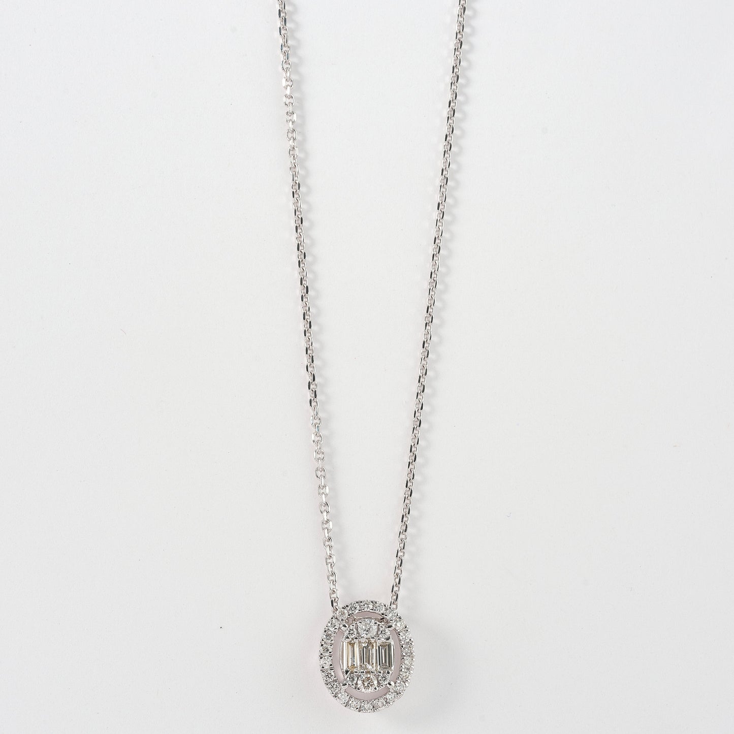 Oval Baguette Diamond Pendant