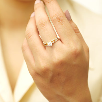 Natural Solitaire Ring With Supporting Band