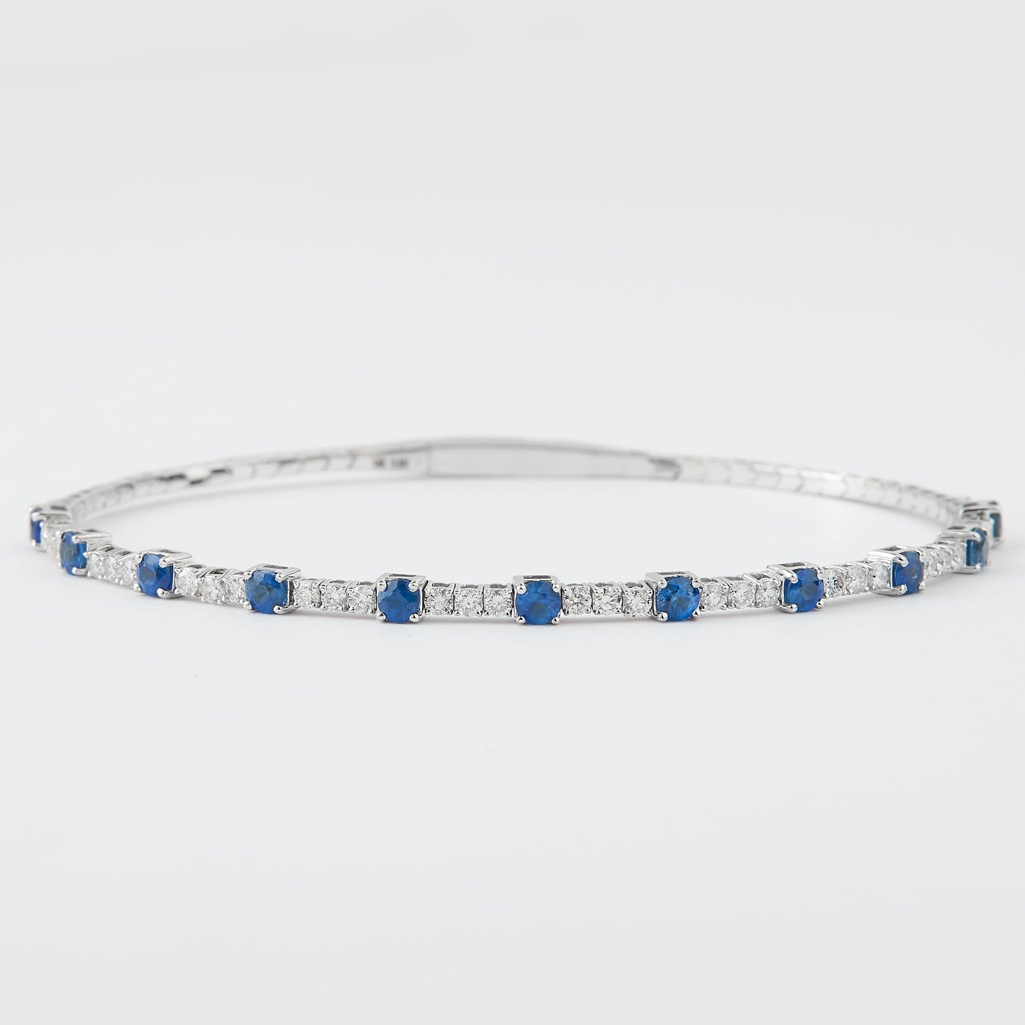 Blue Sapphire Diamond Bangle Bracelet