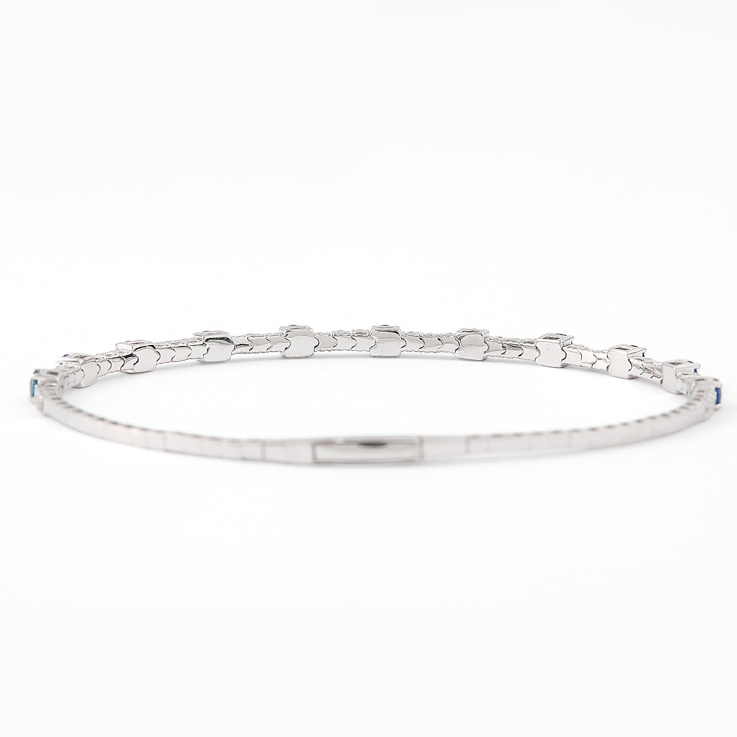 Blue Sapphire Diamond Bangle Bracelet