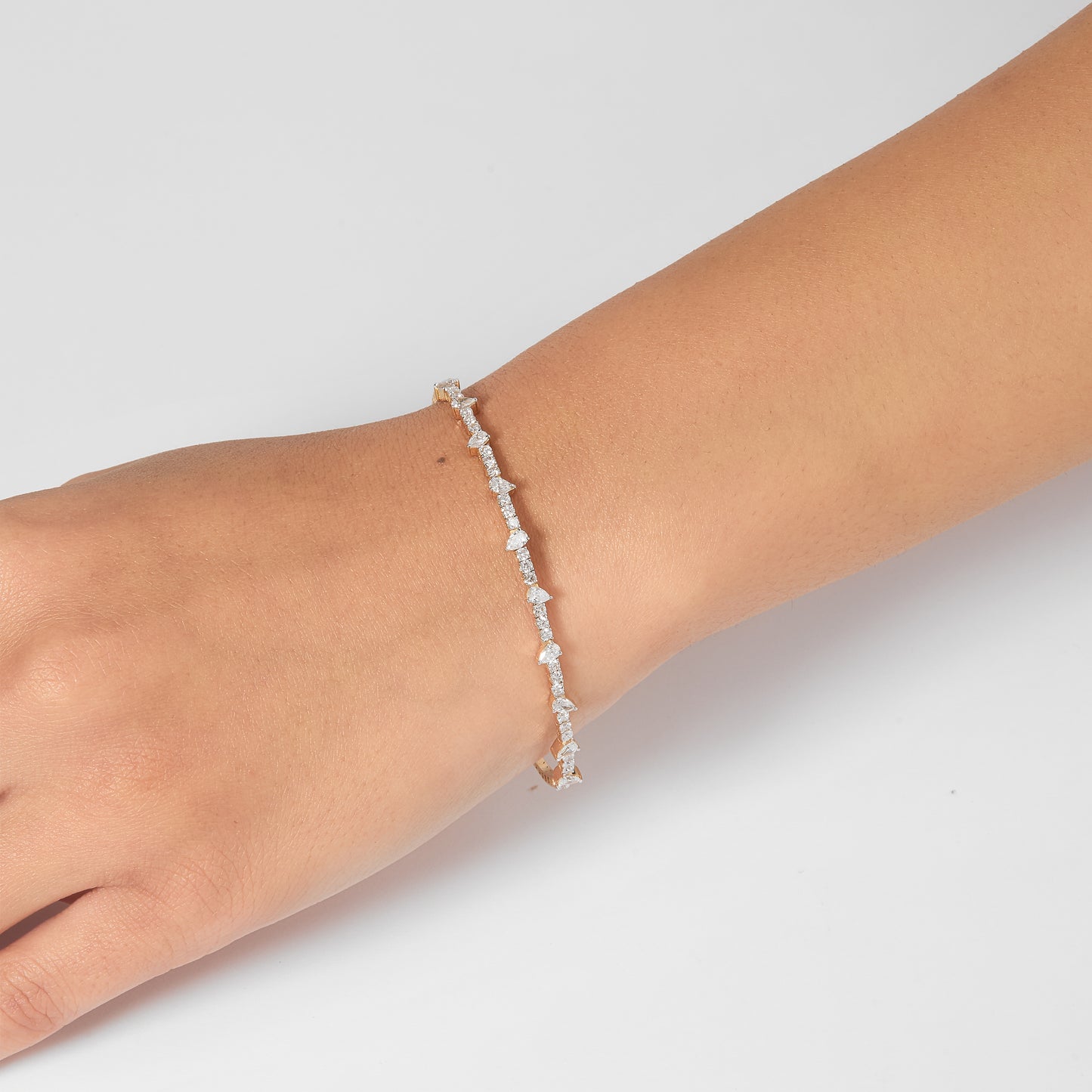 Pear Diamond Station Bracelet