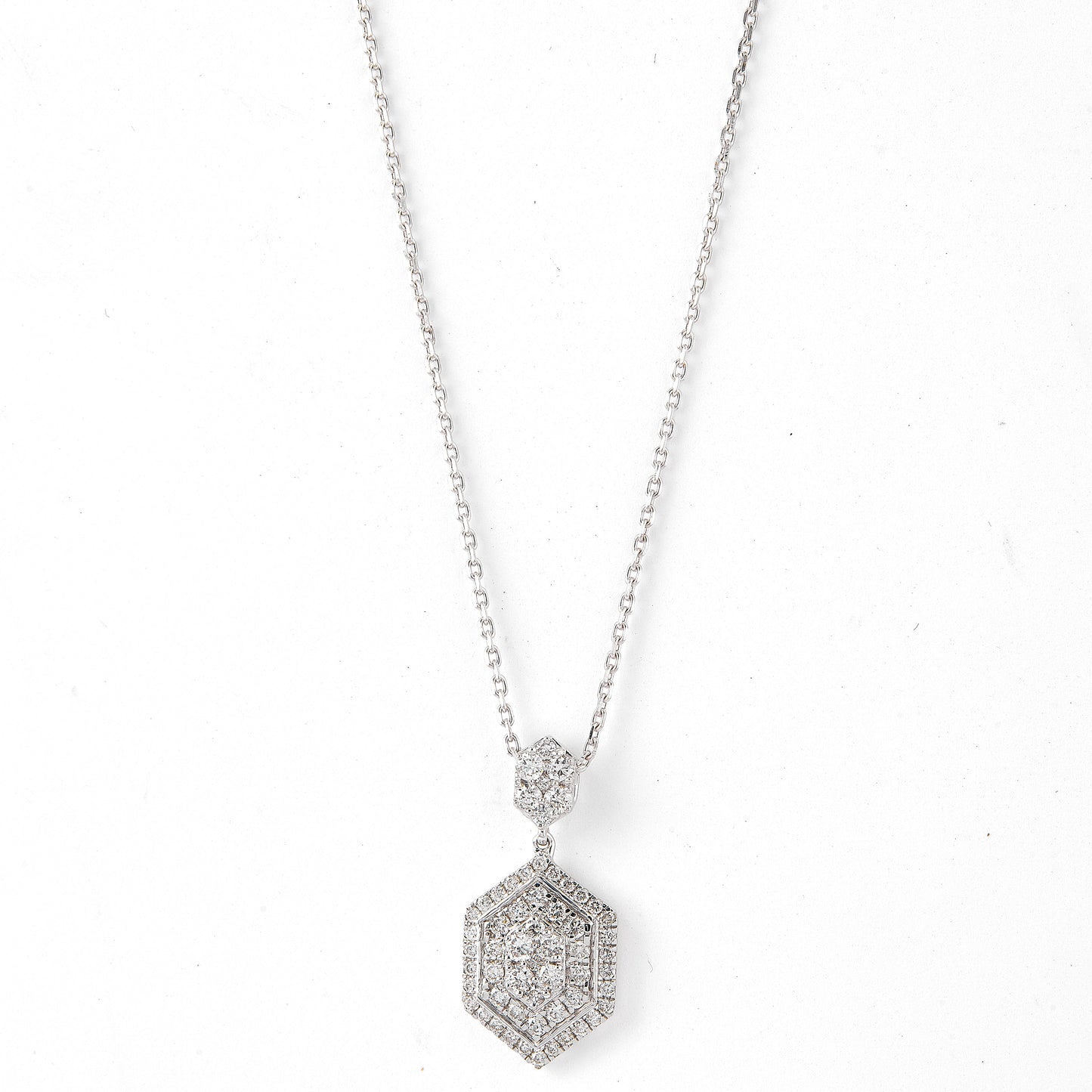 Hexagon Diamond Pendant Necklace