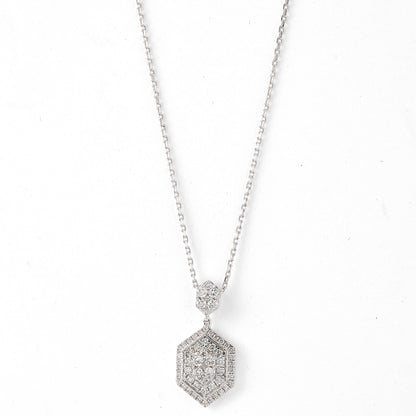 Hexagon Diamond Pendant Necklace
