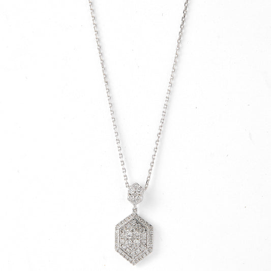 Hexagon Diamond Pendant Necklace