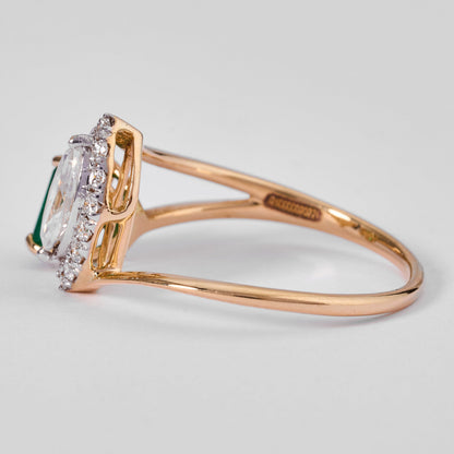 Emerald Diamond Marquese Bypass Ring