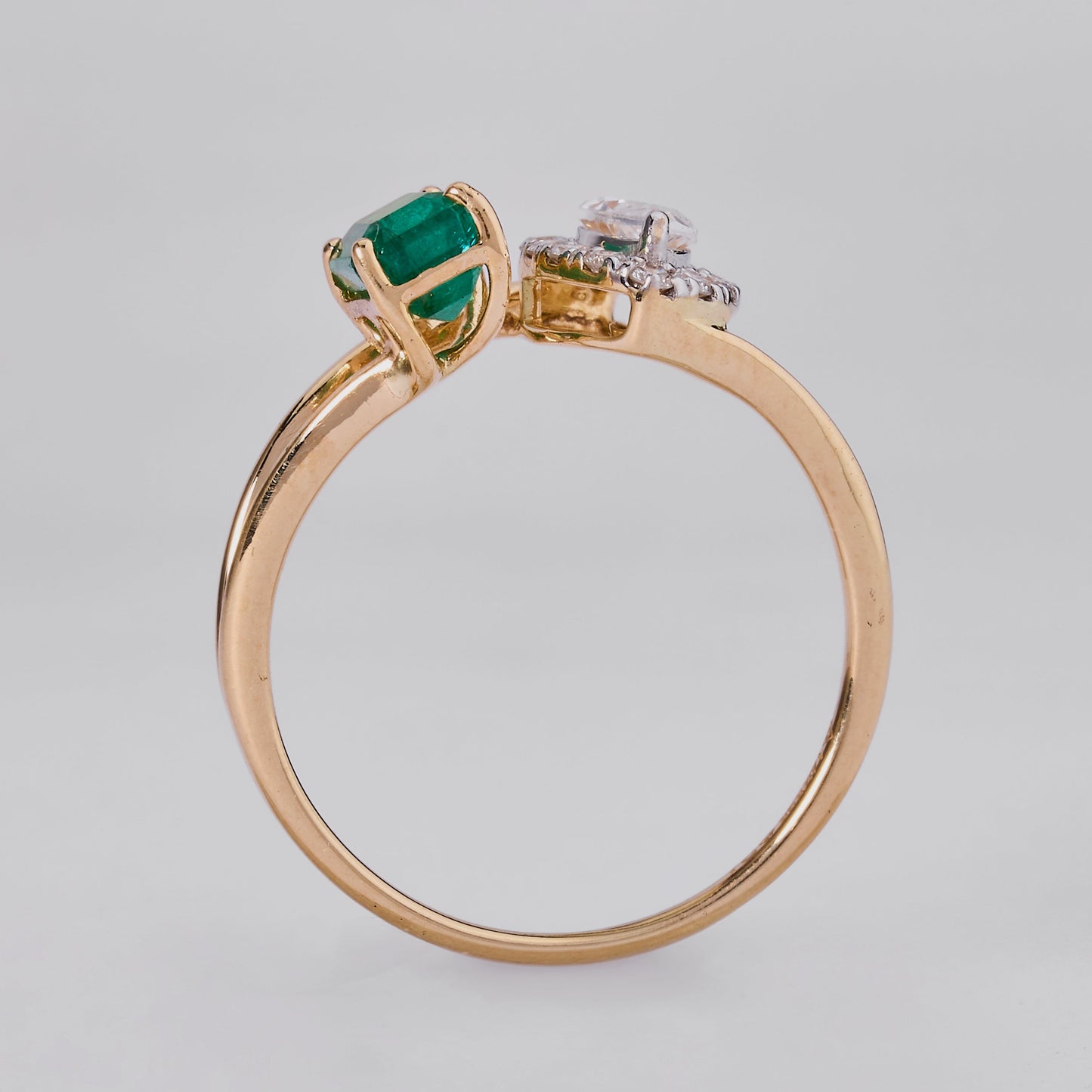 Emerald Diamond Marquese Bypass Ring