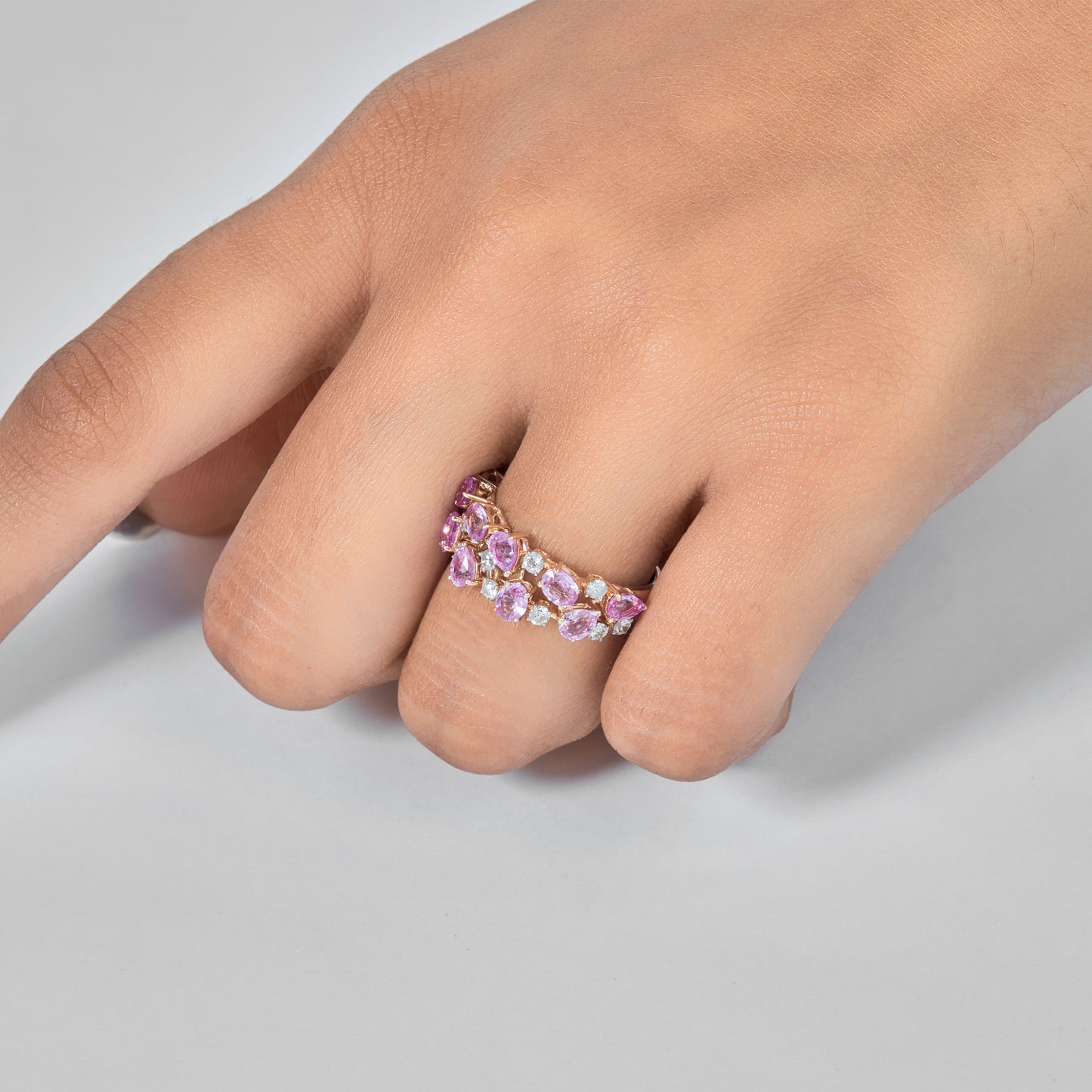 Pink Sapphire Natural Diamond Ring