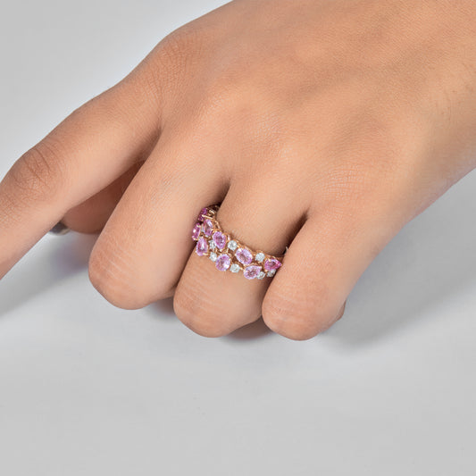 Pink Sapphire Natural Diamond Ring