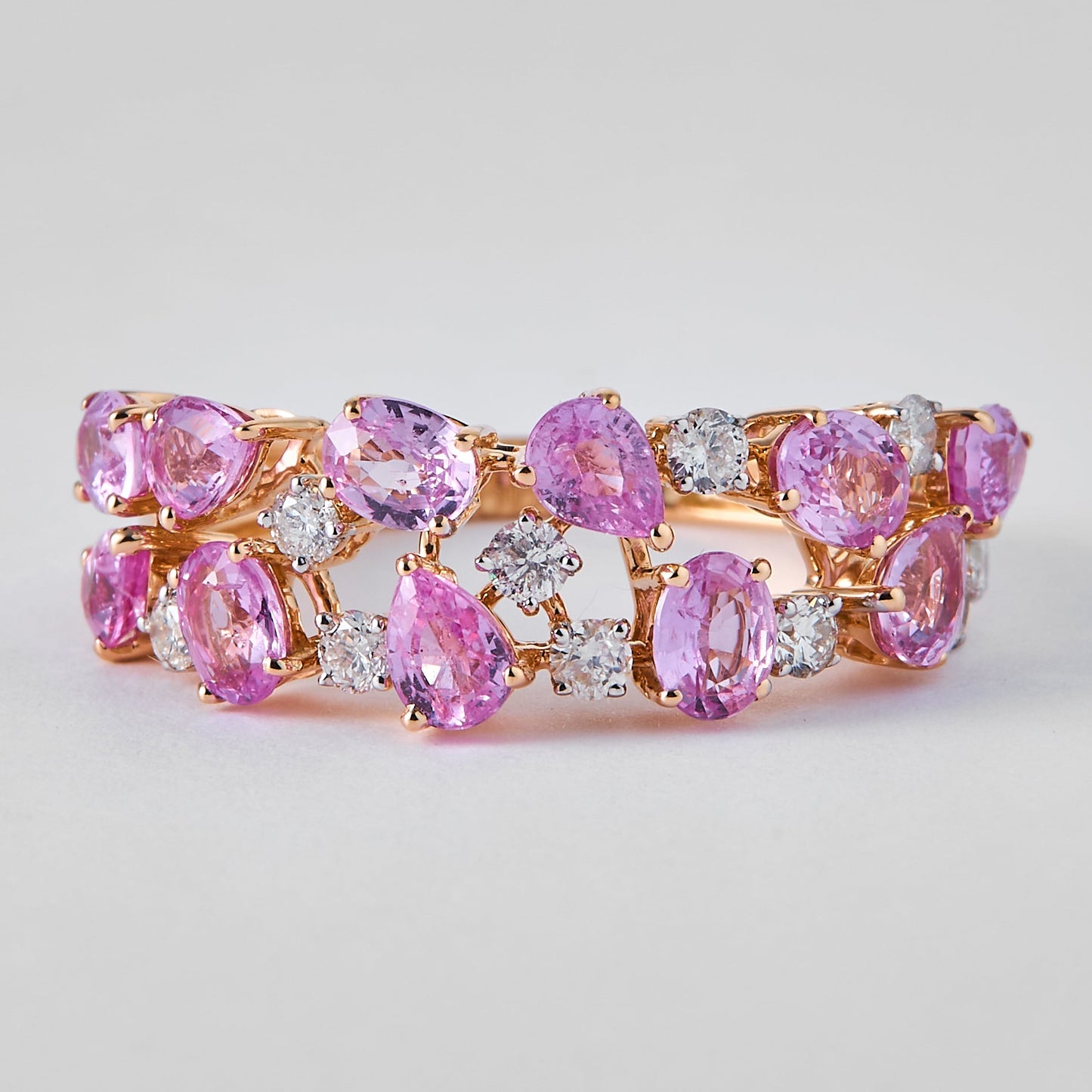 Pink Sapphire Natural Diamond Ring