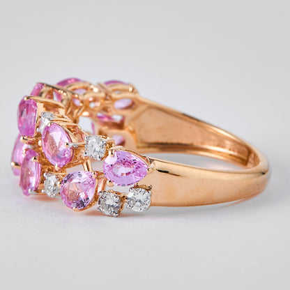 Pink Sapphire Natural Diamond Ring