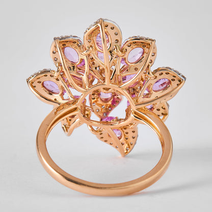 Pink Sapphire Diamond Flower Ring